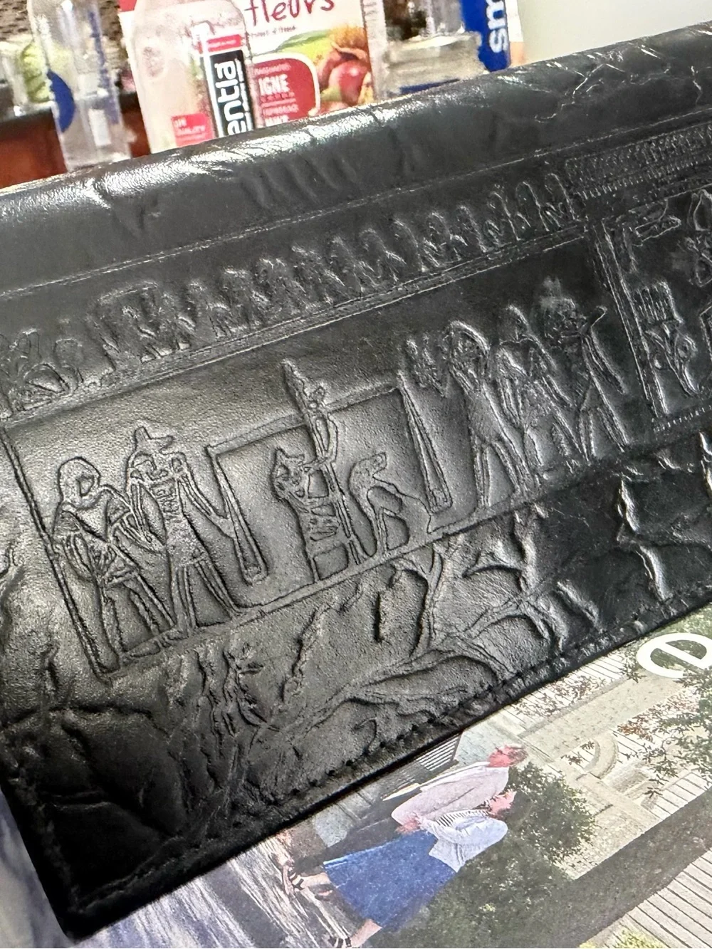 Embossed Egyptian holographic leather women wallet
